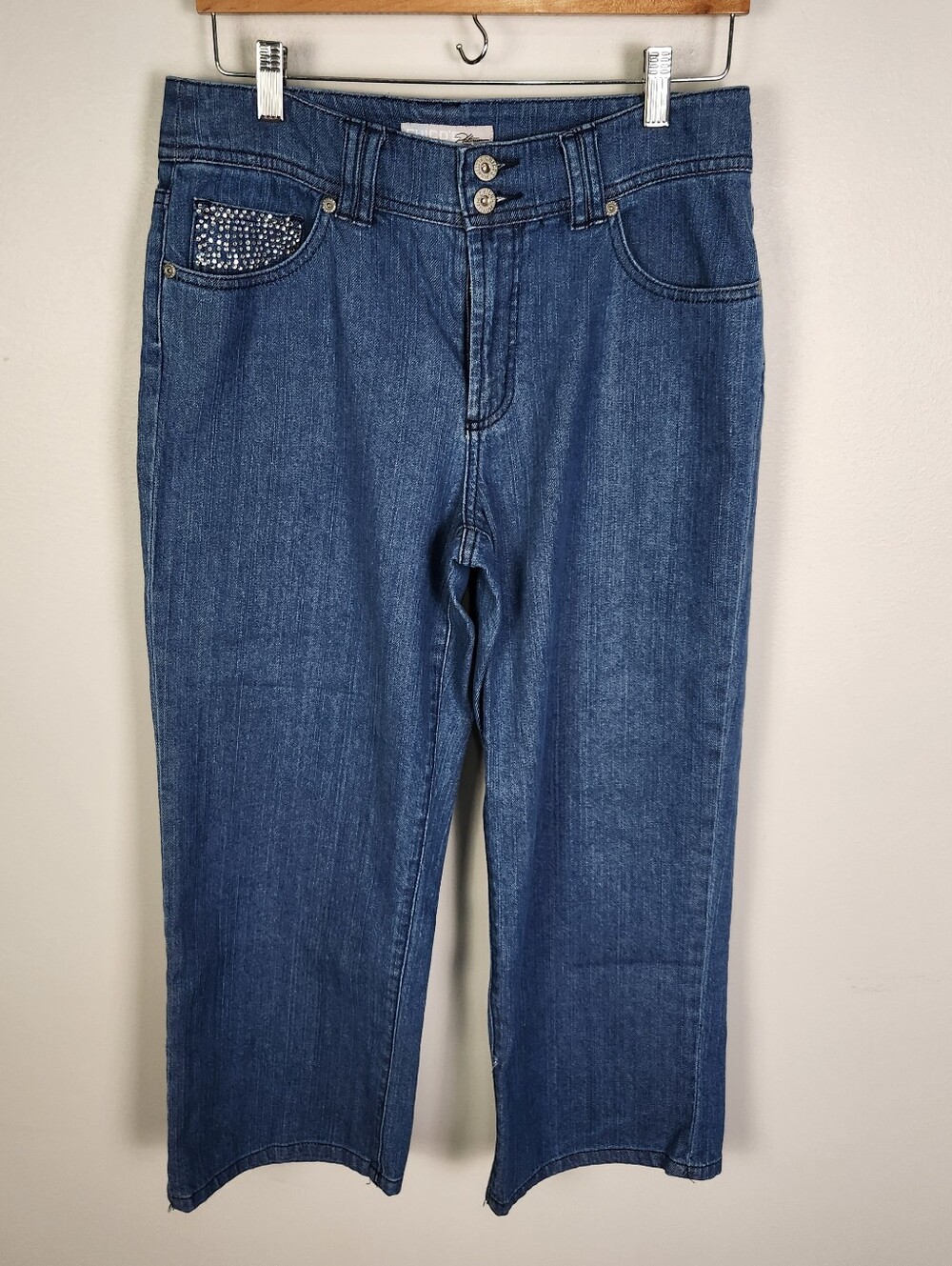 Chico's Claire CP Jeans Embellished Rhinestone Medium Wash Size 1 US 8/10 #756